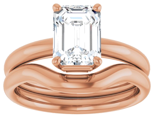 14K Rose 8x6 mm Emerald Engagement Ring Mounting (4)