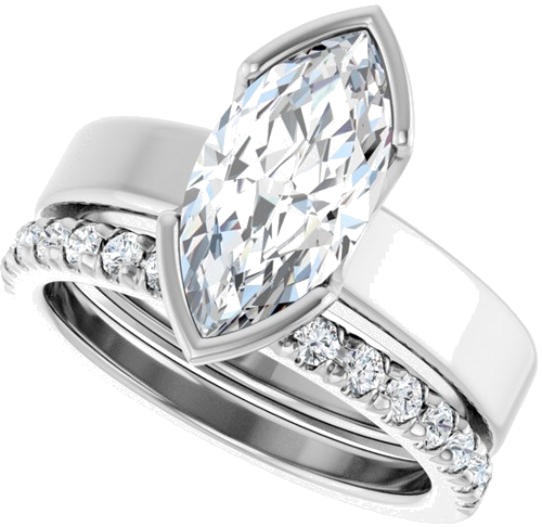 Sužadėtuvių Žiedas „Half-Bezel Solitaire“ 10k white gold Marquise 13mm x 6.5mm (10)