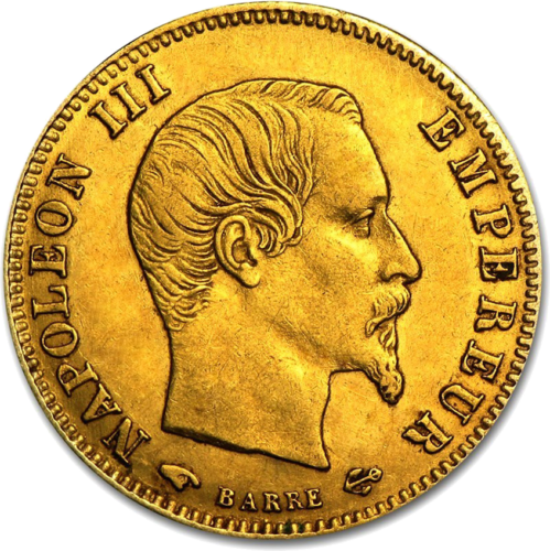 5 Franks Napoleon III without laurel (1854-1860) Gold coin French Empire (1)