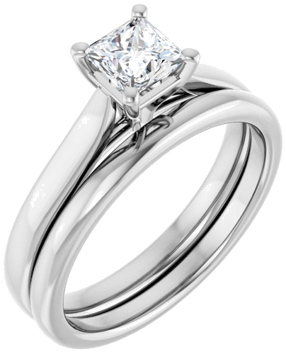 Sužadėtuvių Žiedas „Solitaire“ 585 Baltojo Aukso Square 4.5mm (6)