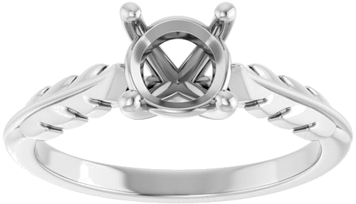 Sužadėtuvių Žiedas „Solitaire Leaf“ 14k white gold Round 6.5mm (3)