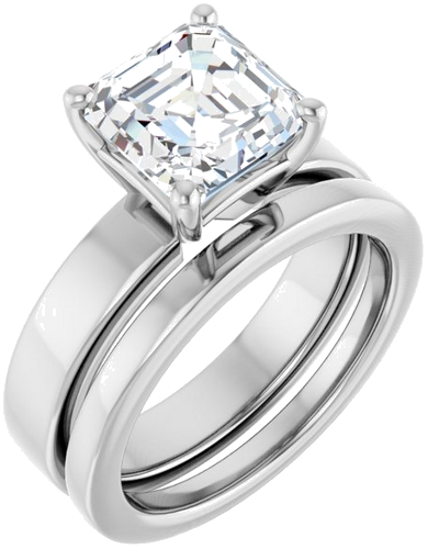 Sužadėtuvių Žiedas 10k white gold Asscher 8mm (6)