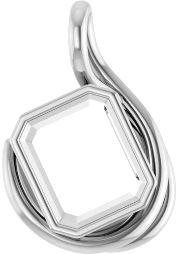 Continuum Sterling Silver 12x10 mm Emerald Pendant Mounting (1)