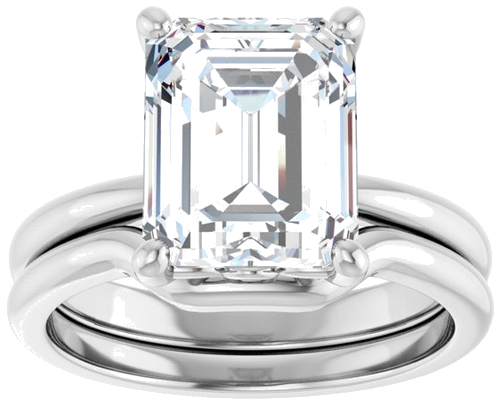 Sužadėtuvių Žiedas 14k white gold Emerald 10mm x 8mm (8)