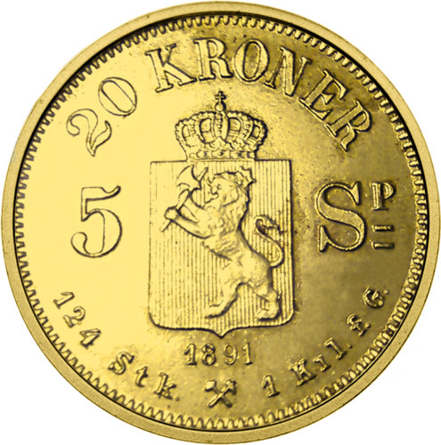 20 kronų Slidinėjimo festivalis 1991 Norvegija auksinė moneta (2)