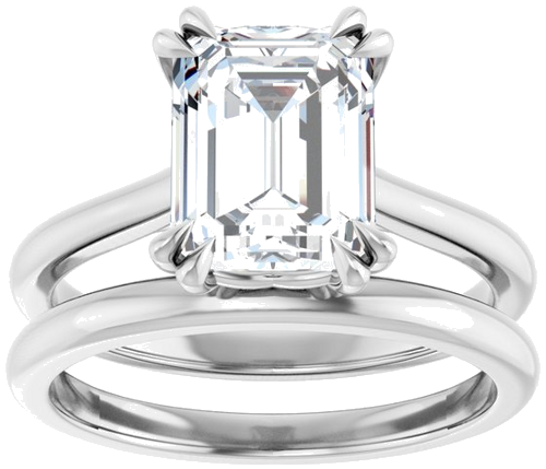Sužadėtuvių Žiedas „Double Claw-Prong“ 14k white gold Emerald 9mm x 7mm (8)