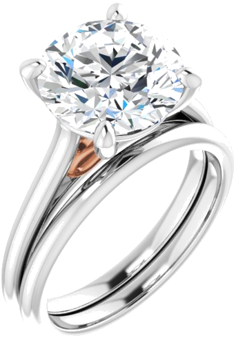 14K White   Rose  10 mm Round Solitaire Engagement Ring Mounting (6)