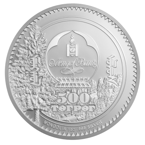 1 oz Sudrablapsa 2018 Mongolija sudraba monēta (2)