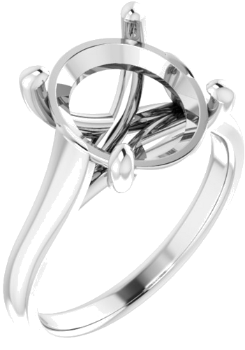 Platinum 12x10 mm Oval Solitaire Engagement Ring Mounting (1)