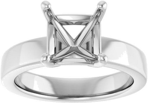 Sužadėtuvių Žiedas 10k white gold Asscher 8mm (3)