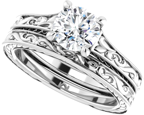 14K White 6.5 mm Round Engagement Ring Mounting (10)