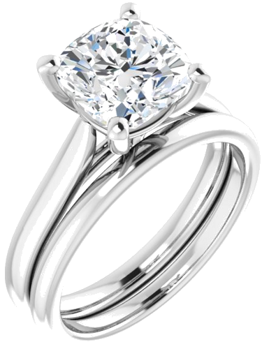 14K White 8 mm Cushion Engagement Ring Mounting (6)