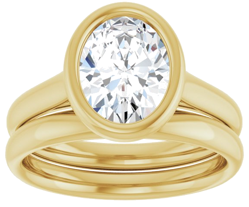 Sužadėtuvių Žiedas „Bezel-Set Solitaire“ 10k yellow gold Oval 9mm x 7mm (8)