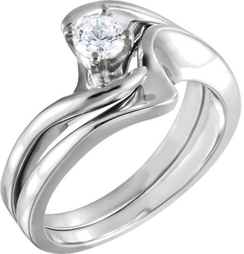 14K White 4.1 mm Round Engagement Ring Mounting (5)