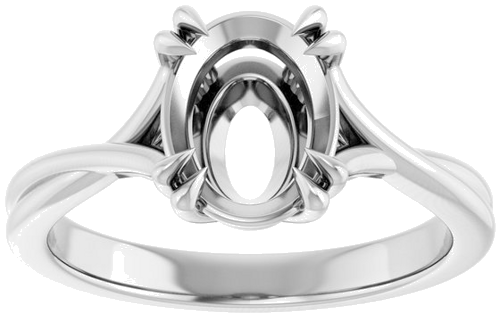 14K White 9x7 mm Oval Solitaire Engagement Ring Mounting (3)