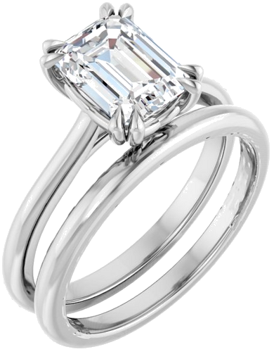 14K White 8x6 mm Emerald Solitaire Engagement Ring Mounting (6)