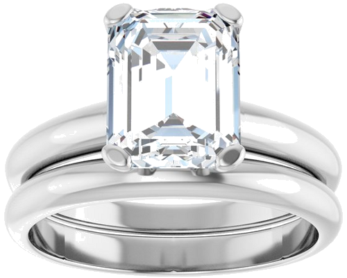 Sužadėtuvių Žiedas „Solitaire“ 14k white gold Emerald 9mm x 7mm (8)