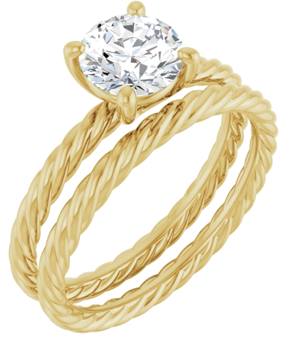Sužadėtuvių Žiedas „Solitaire Rope“ 14k yellow gold Round 6.5mm (6)