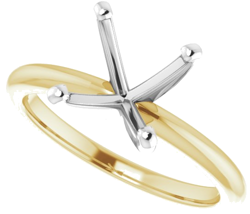 14K Yellow   White  9 mm Round Solitaire Engagement Ring Mounting (5)