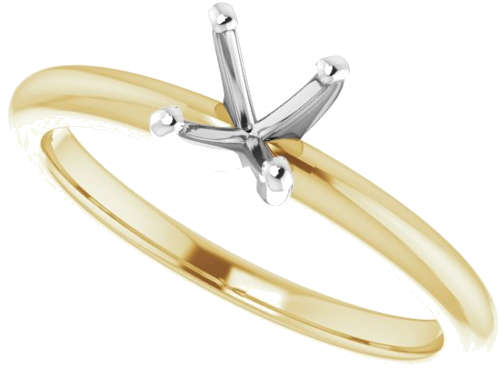 Sužadėtuvių Žiedas „Solitaire“ 585 Baltojo Ir Geltonojo Aukso Round 5.5mm (5)