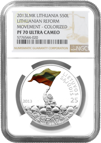 2013 Sąjūdžio įkūrimui 25-eri Lietuva 50 litų sidabrinė moneta PF 70 ULTRA CAMEO (1)