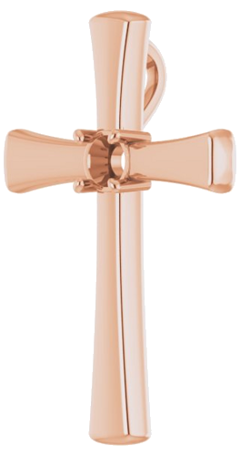 Pakabukas „Solitaire Cross“ 585 Rožinis Aukso Round 4.1mm (2)