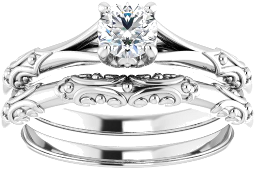 Sužadėtuvių Žiedas „Solitaire Sculptural“ 10k white gold Round 4.4mm (8)