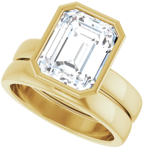 Sužadėtuvių Žiedas „Bezel-Set Solitaire“ 14k yellow gold Emerald 10mm x 8mm (10)