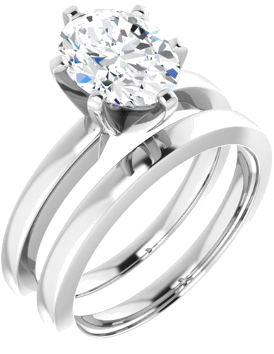 Sužadėtuvių Žiedas „Solitaire“ 585 Baltojo Aukso Oval 9mm x 7mm (6)