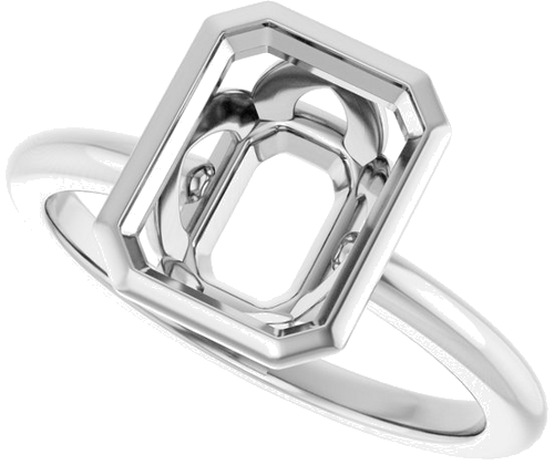 Sužadėtuvių Žiedas „Bezel-Set“ 10k white gold Emerald 9mm x 7mm (5)