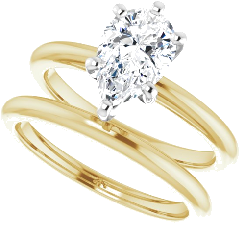 14K Yellow   White  9x6 mm Pear Solitaire Engagement Ring Mounting (10)