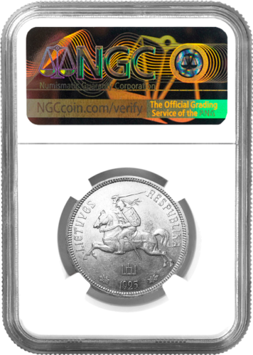 1925 Lietuva (Žydintys Linai) 5 litų sidabrinė moneta Sertifikuota NGC (2)