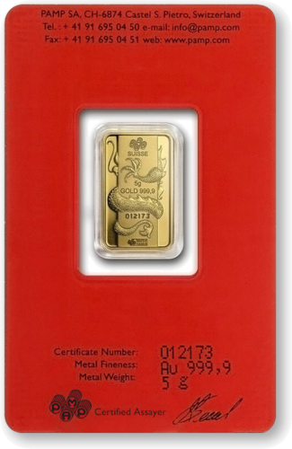 5 g Collectible (Lunar) Investment Gold Bar Dragon 2012 PAMP (3)