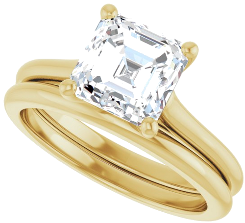 Sužadėtuvių Žiedas „Accented“ 14k yellow gold Asscher 7mm (10)