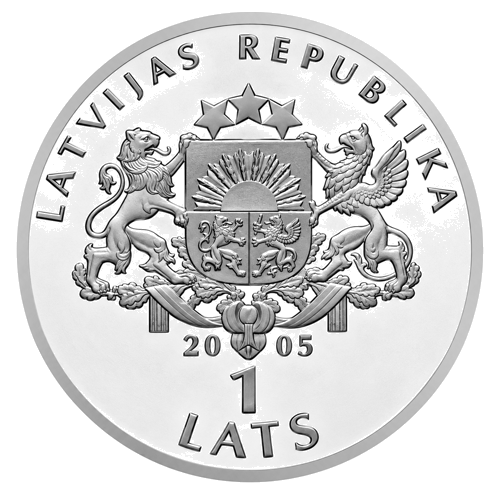 1 lats Pasaules čempionāts hokejā 2006 Latvija sudraba monēta (2)