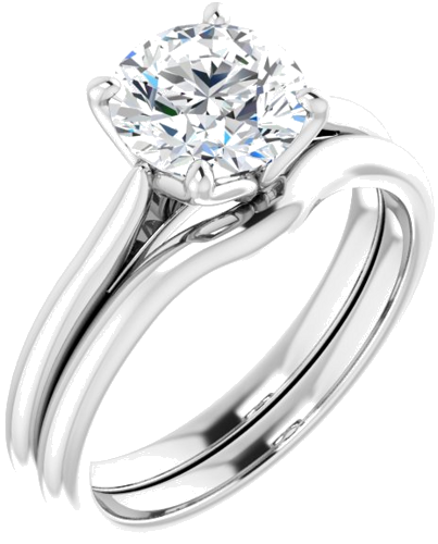 14K White  7.4 mm Round Solitaire Engagement Ring Mounting (6)