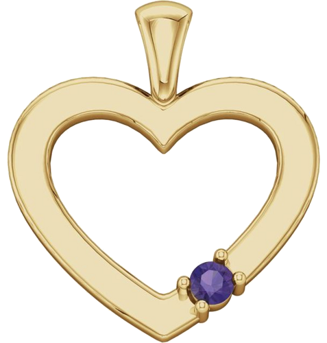 14K Yellow 2.5 mm Round 1-Stone Family Heart Pendant Mounting (4)