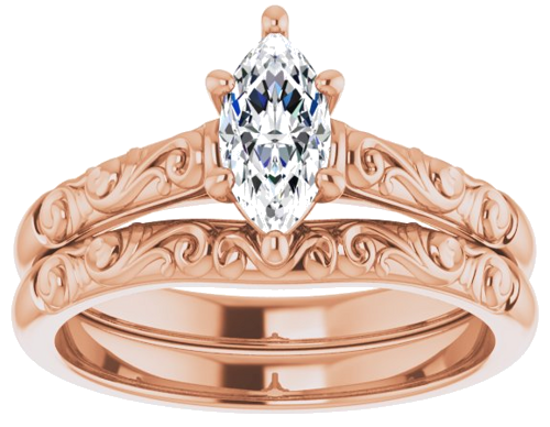Sužadėtuvių Žiedas „Solitaire“ 10k rose gold Marquise 8mm x 4mm (8)