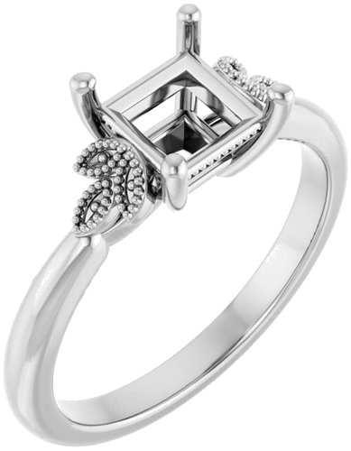 Sužadėtuvių Žiedas „Solitaire“ 10k white gold Square 5.5mm (1)