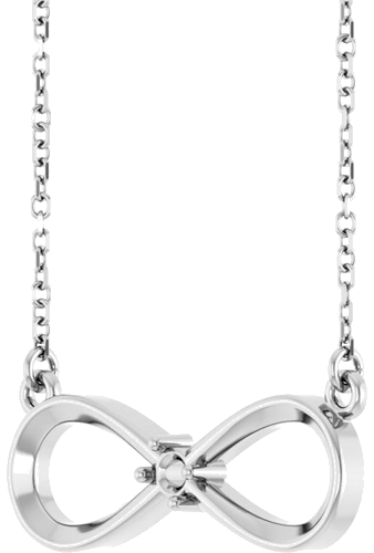 Sterling Silver 1-Stone Infinity-Inspired Family 18  Necklace Mounting (2)