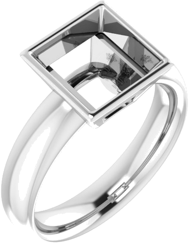 14K White 8 mm Square Engagement Ring Mounting (1)