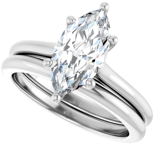 Sužadėtuvių Žiedas „Solitaire“ 585 Baltojo Aukso Marquise 12mm x 6mm (10)