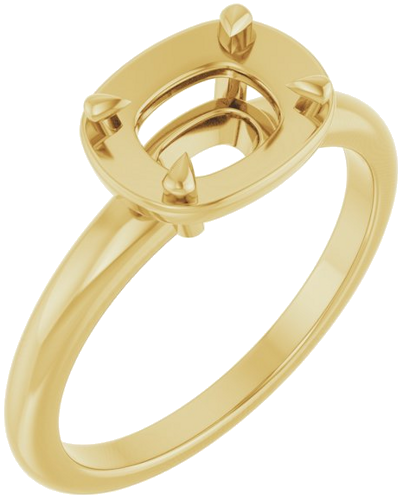 Sužadėtuvių Žiedas „Claw-Prong Solitaire Bezel-Style“ 14k yellow gold Elongated Cushion 7.5mm x 5.5mm (1)