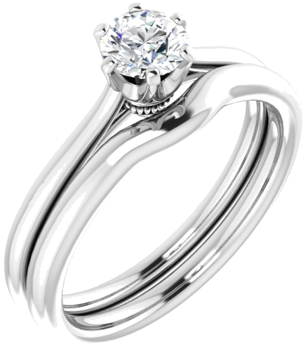 14K White 4.8 mm Round Engagement Ring Mounting (6)