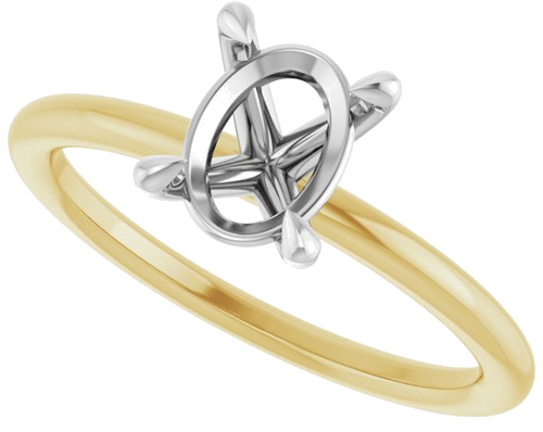 Sužadėtuvių Žiedas „Claw-Prong Solitaire“ 14k yellow/white gold Oval 8mm x 6mm (5)