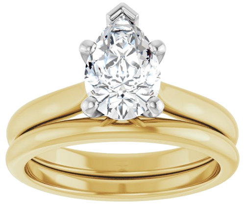 Sužadėtuvių Žiedas 14k yellow/white gold Pear 9mm x 6mm (8)