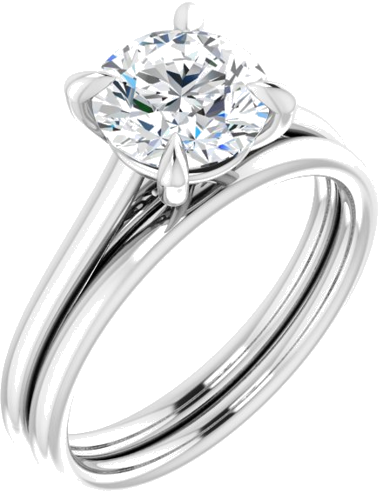 14K White  7.4 mm Round Solitaire Engagement Ring Mounting (6)