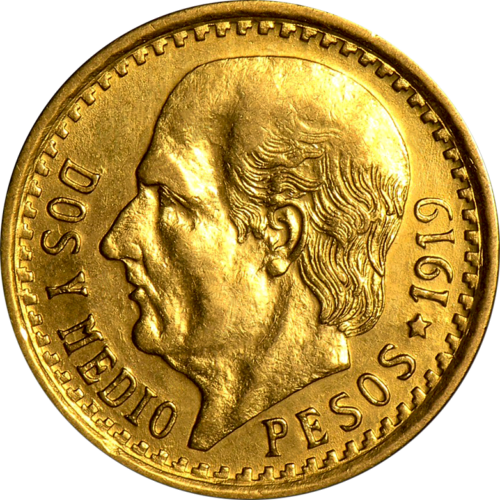 2.5 Peso Miguel Hidalgo Meksika (1918-1948) auksinė moneta (1)
