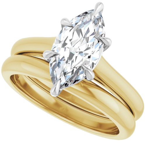 Sužadėtuvių Žiedas „Claw-Prong“ 14k yellow/white gold Marquise 12mm x 6mm (10)