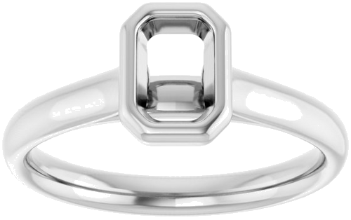 14K White  6x4 mm Emerald Solitaire Engagement Ring Mounting (3)